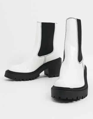 black and white chelsea boots