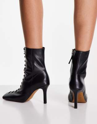 black square toe heel boots