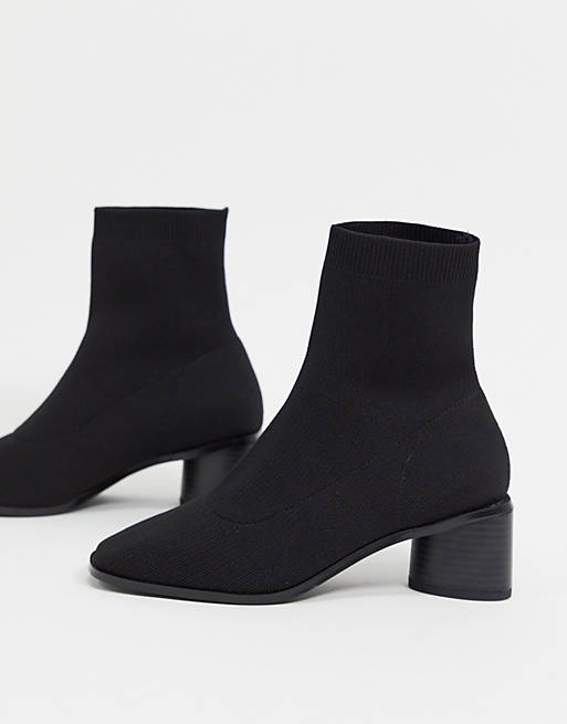 ASOS DESIGN Radley knitted heeled sock boots in black | ASOS