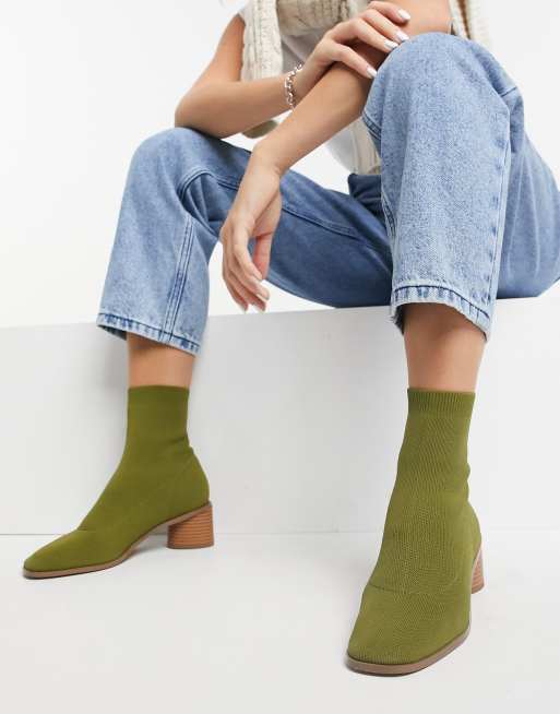 asos elsie sock boot green