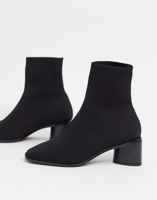 ASOS DESIGN – Radley – Schwarze Stiefel in Strickoptik mit Absatz