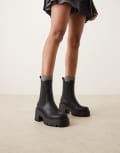 [ASOS DESIGN] ASOS DESIGN Rae chunky chelsea heeled boots in black 35 BLACK