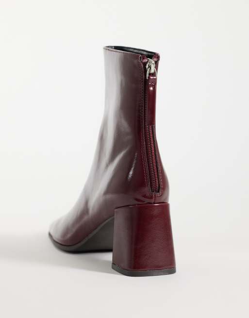 ASOS DESIGN Rafe ankelstøvler med blokhæl i burgundy, 3 af 4