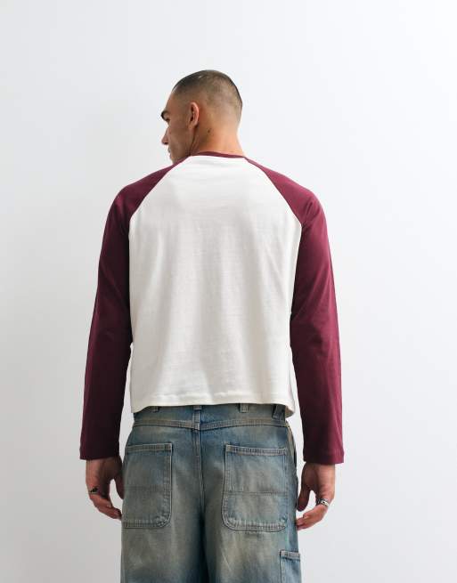 ASOS DESIGN raglan boxy relaxed t-shirt with front text graphic in white, 5 of 5