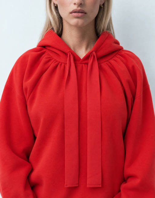 ASOS DESIGN Raglan-Kapuzenpullover mit Bindedetail in Rot, 9 von 9