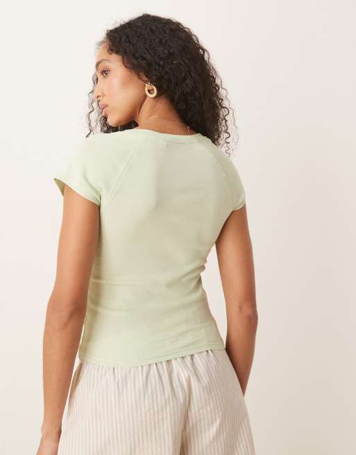 ASOS DESIGN raglan sleeve baby tee in pastel green