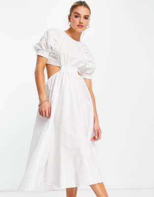 cutout midi dress white