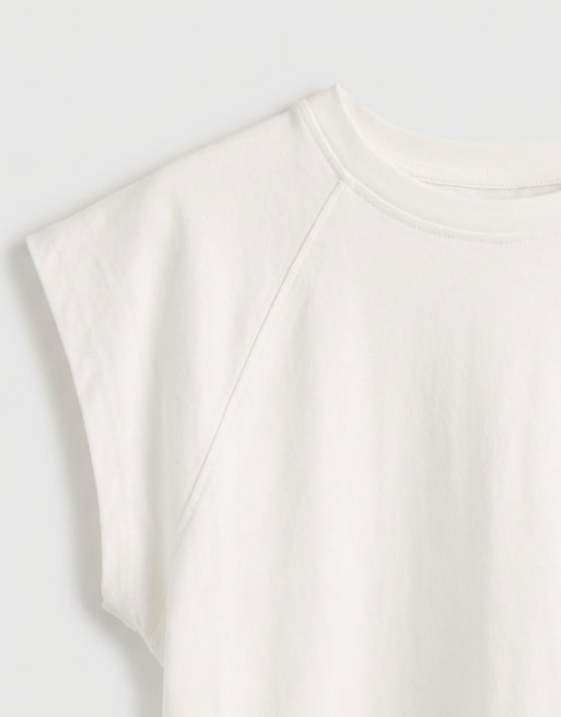 ASOS DESIGN raglan sleeve heavyweight boxy crop tee in white, 7 of 8