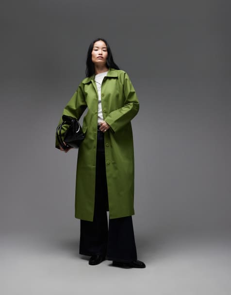ASOS DESIGN raglan sleeve longline car coat in olive