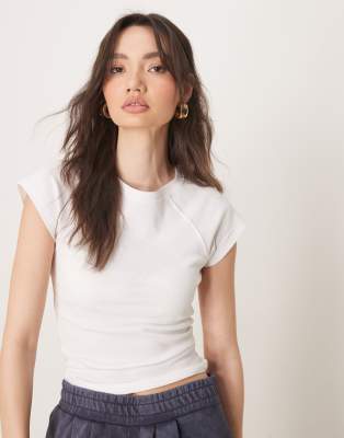 Asos Design Raglan Sleeve Slubby Baby Tee In White
