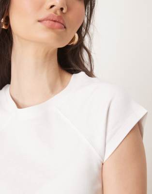 Asos Design Raglan Sleeve Slubby Baby Tee In White
