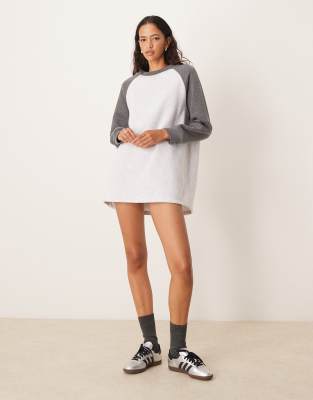 raglan sweat mini dress in gray