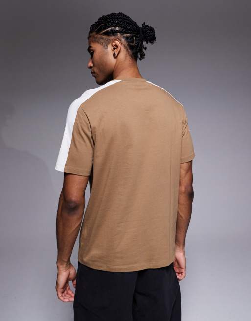 ASOS DESIGN - Raglan T-shirt met stadstekst en panelen in lichtbruin, 3 van 5