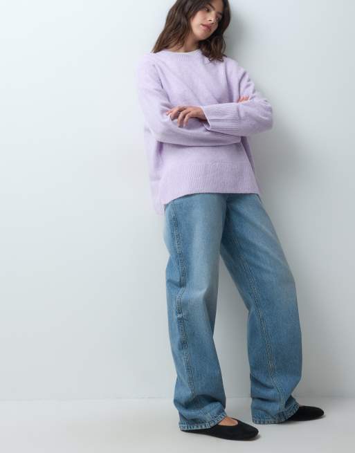 ASOS DESIGN raglanoversize-tröja med slitsar i sidorna i lila, 3 av 5