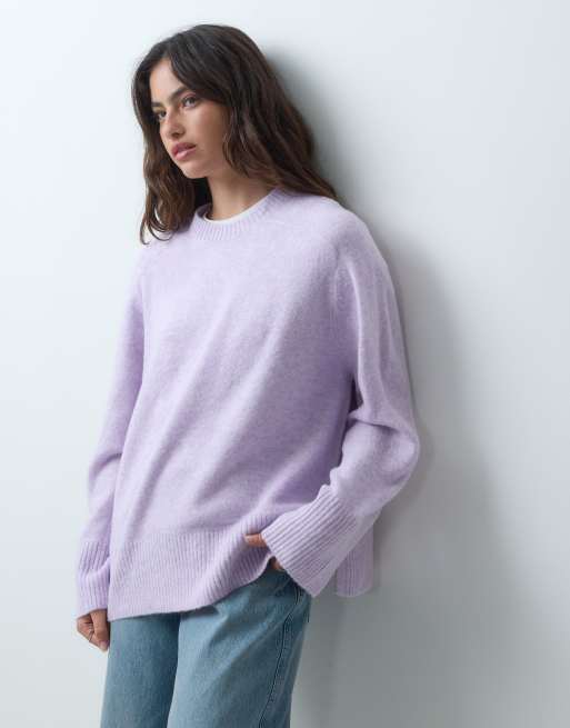 ASOS DESIGN raglanoversize-tröja med slitsar i sidorna i lila, 4 av 5