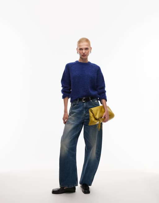 ASOS DESIGN – Raglanowy dzianinowy sweter w kobaltowoniebieskim kolorze, 2 z 4