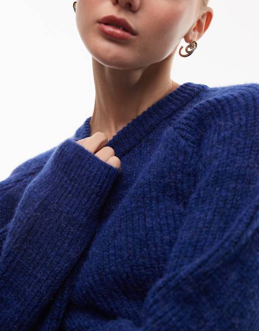 ASOS DESIGN – Raglanowy dzianinowy sweter w kobaltowoniebieskim kolorze, 3 z 4