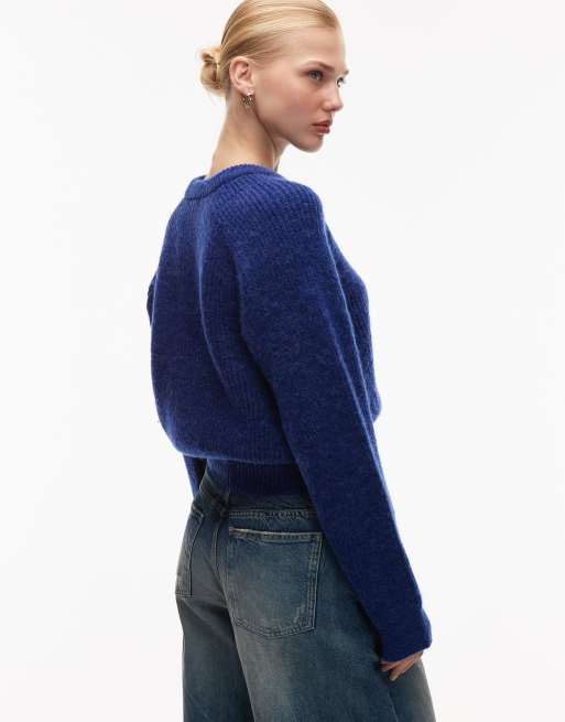 ASOS DESIGN – Raglanowy dzianinowy sweter w kobaltowoniebieskim kolorze, 4 z 4
