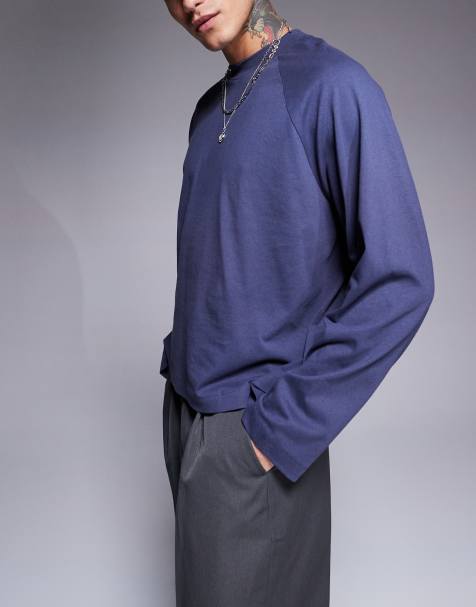 ASOS DESIGN – Raglanowy pudełkowy T-shirt oversize z długimi rękawami w kolorze granatowym - view 1