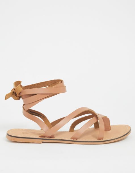 ASOS DESIGN – Rahmengenähte, hellbraune Riemensandalen