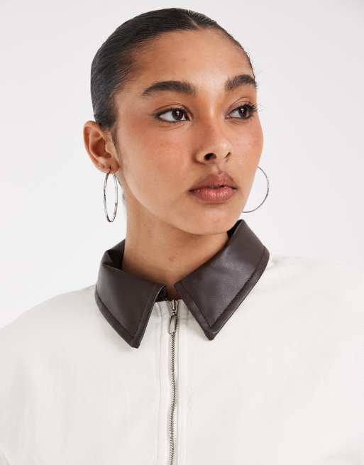 ASOS DESIGN - Råhvid jakke i kanvas med lynlås og indsyet talje, 3 af 4