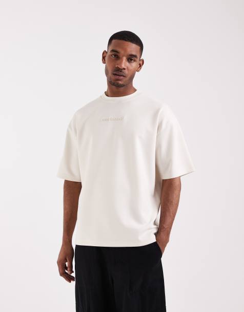 ASOS DESIGN - Råhvid kraftig oversized T-shirt med tekstbroderi - view 1