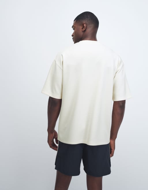 ASOS DESIGN - Råhvid kraftig oversized T-shirt med tekstbroderi, 5 af 9