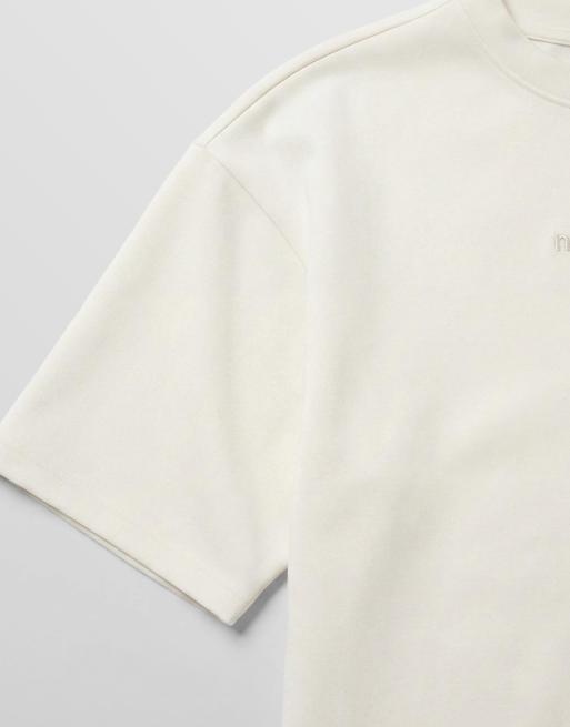 ASOS DESIGN - Råhvid kraftig oversized T-shirt med tekstbroderi, 9 af 9
