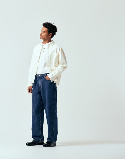 ASOS DESIGN - Råhvid oversized skjorte med lange ærmer i bæk-og-bølge-stof, 5 af 5