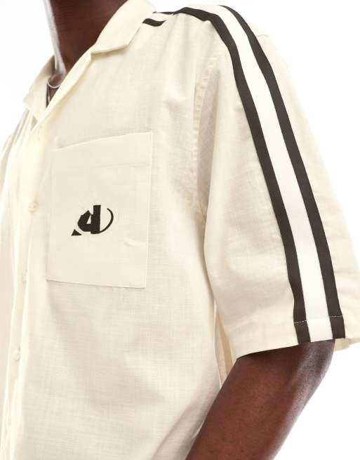 ASOS DESIGN - Råhvid oversized skjorte med sporty bånd i firkantet pasform, 3 af 4