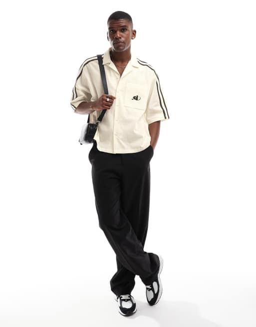 ASOS DESIGN - Råhvid oversized skjorte med sporty bånd i firkantet pasform, 4 af 4