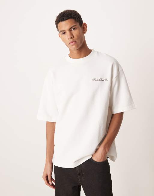 ASOS DESIGN - Råhvid oversized T-shirt i superkraftigt stof med sommerprint og tekstur, 2 af 5