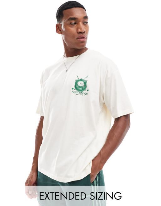 ASOS DESIGN - Råhvid oversized t-shirt med byprint på brystet
