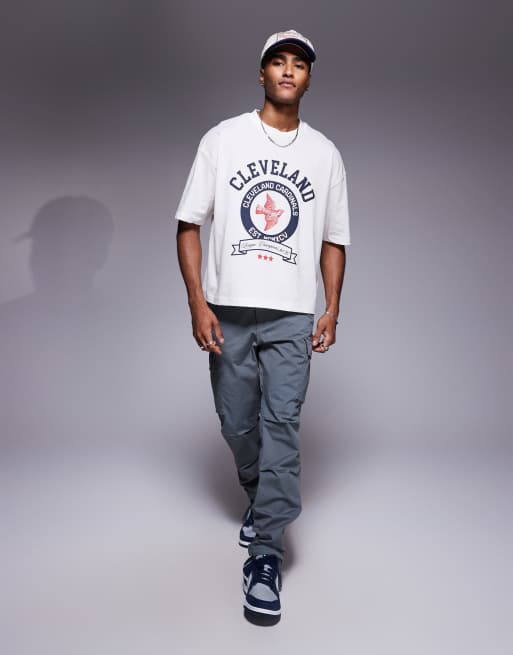 ASOS DESIGN - Råhvid oversized T-shirt med college-grafik i firkantet pasform, 4 af 4