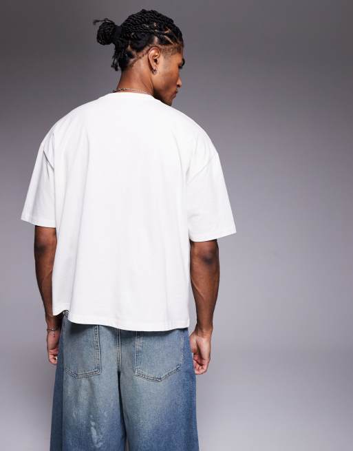 ASOS DESIGN - Råhvid oversized T-shirt med landskabsprint i firkantet pasform, 4 af 4