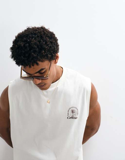ASOS DESIGN - Råhvid oversized tanktop med palmegrafik, 4 af 7