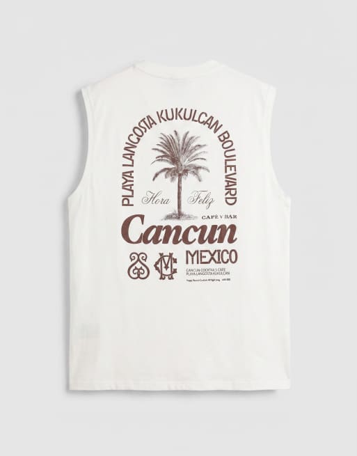 ASOS DESIGN - Råhvid oversized tanktop med palmegrafik, 7 af 7