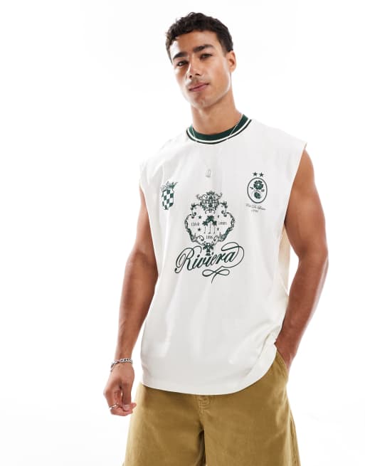 ASOS DESIGN - Råhvid oversized tanktop med sportsgrafik