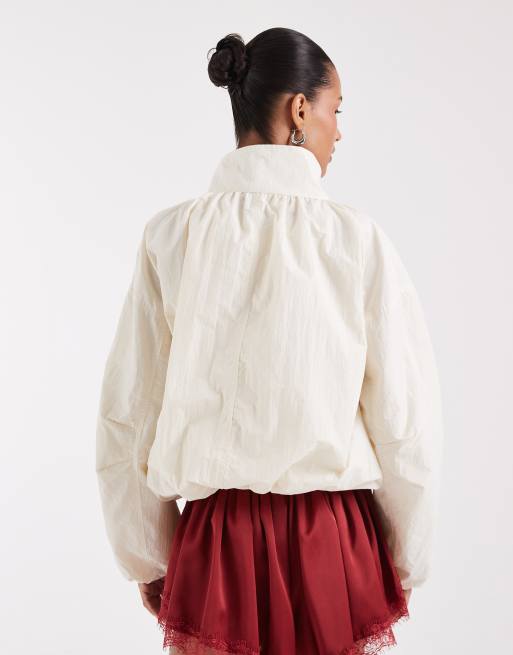ASOS DESIGN - Råhvid oversized træningsjakke med boblekant, 4 af 4