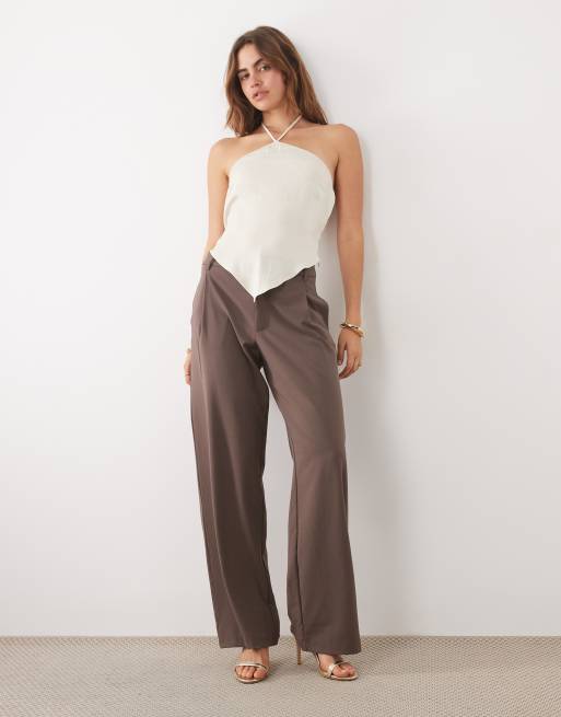 ASOS DESIGN - Råhvid top med halterneck i satin - Del af sæt, 2 af 4