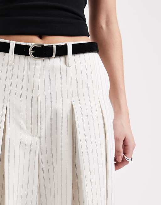 ASOS DESIGN - Råhvide skræddersyede palazzo-bukser med bælte og striber i hørblanding , 5 af 5