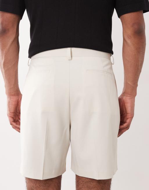ASOS DESIGN - Råhvidmelerede skræddersyede shorts med brede ben og plisseringer, 5 af 5