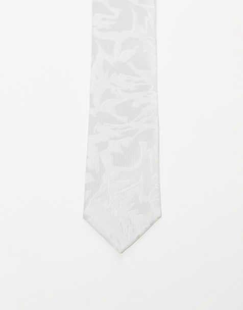 ASOS DESIGN - Råhvidt slips med abstrakt print - view 1
