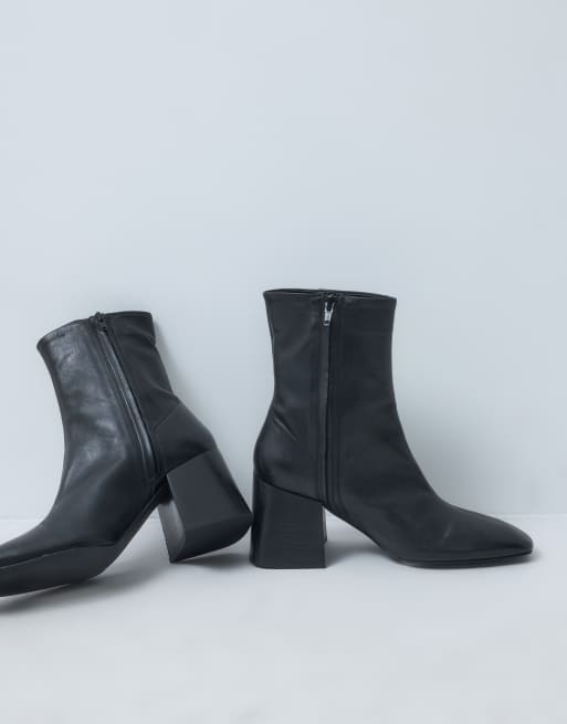 ASOS DESIGN Raiden bottines à talon carré en cuir véritable noires, 2 de 5