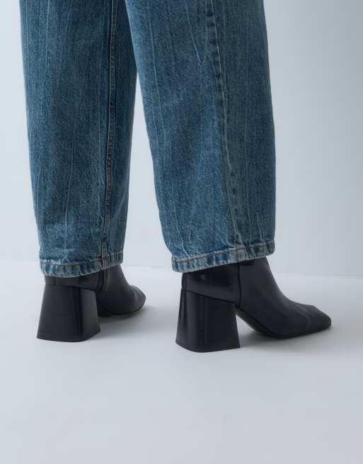 ASOS DESIGN Raiden bottines à talon carré en cuir véritable noires, 4 de 5