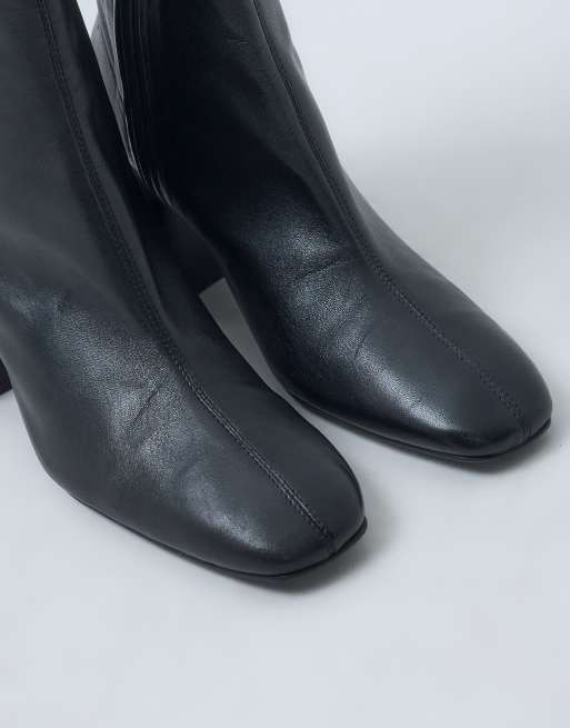 ASOS DESIGN Raiden bottines à talon carré en cuir véritable noires, 5 de 5