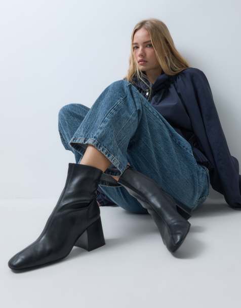 ASOS DESIGN Raiden skórzane botki na obcasie klockowym w kolorze czarnym - view 1