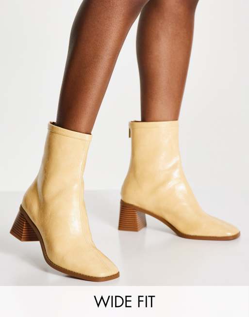 ASOS DESIGN - Raider - Bottines mi-hautes pointure large - Jaune pâle