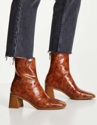 tan shoe boots mid heel