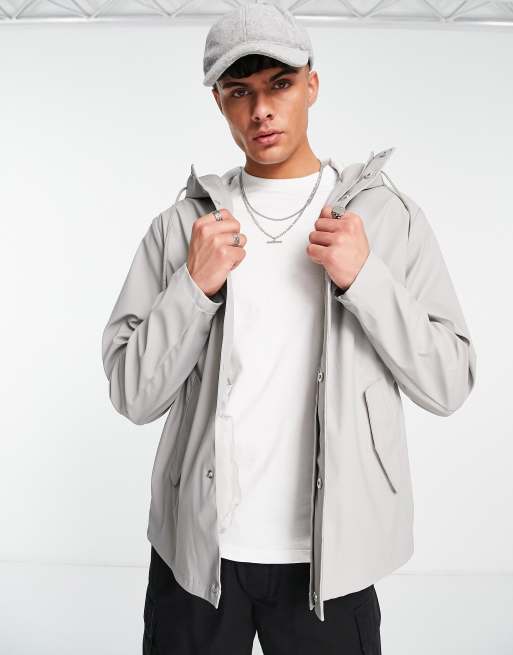 ASOS DESIGN rain jacket in light grey